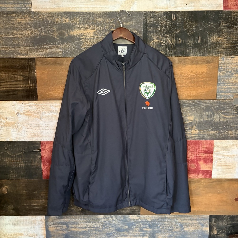 Umbro Republic Of Ireland Jacket Soccer FAI Crest 2000s Full Zip Navy Mens Large